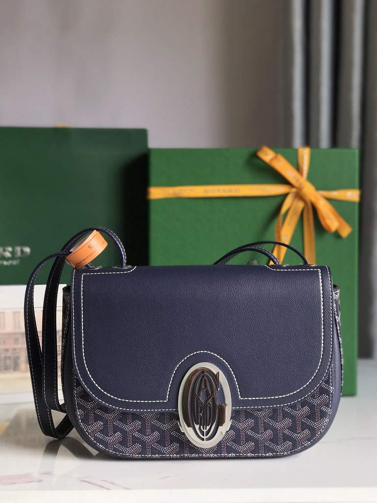 Goyard 233 Strap Bag, GY020213 Goyardine Canvas Navy