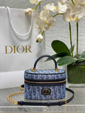 Dior 30 Montaigne Mini Vanity Case S2332 Blue Denim Dior Oblique Jacquard