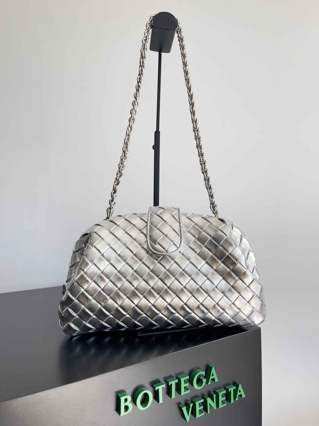 Bottega Veneta Teen Lauren 1980 With Chain 785807 Lambskin Silver