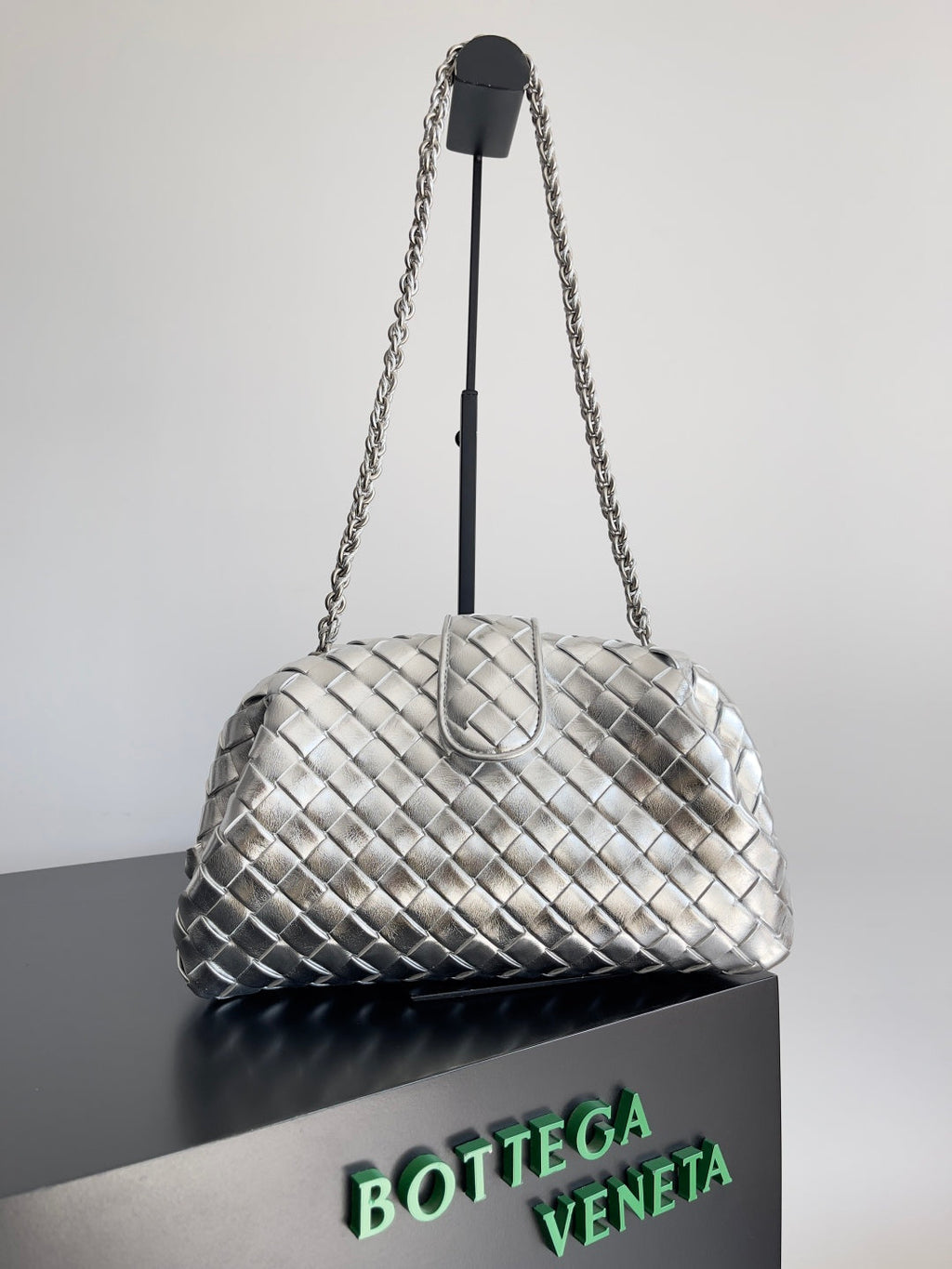 Bottega Veneta Teen Lauren 1980 With Chain 785807 Lambskin Silver