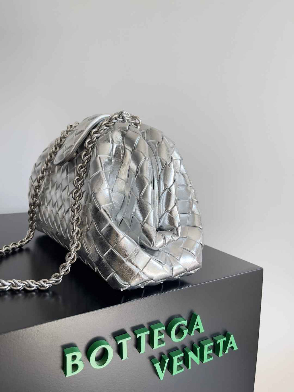 Bottega Veneta Teen Lauren 1980 With Chain 785807 Lambskin Silver
