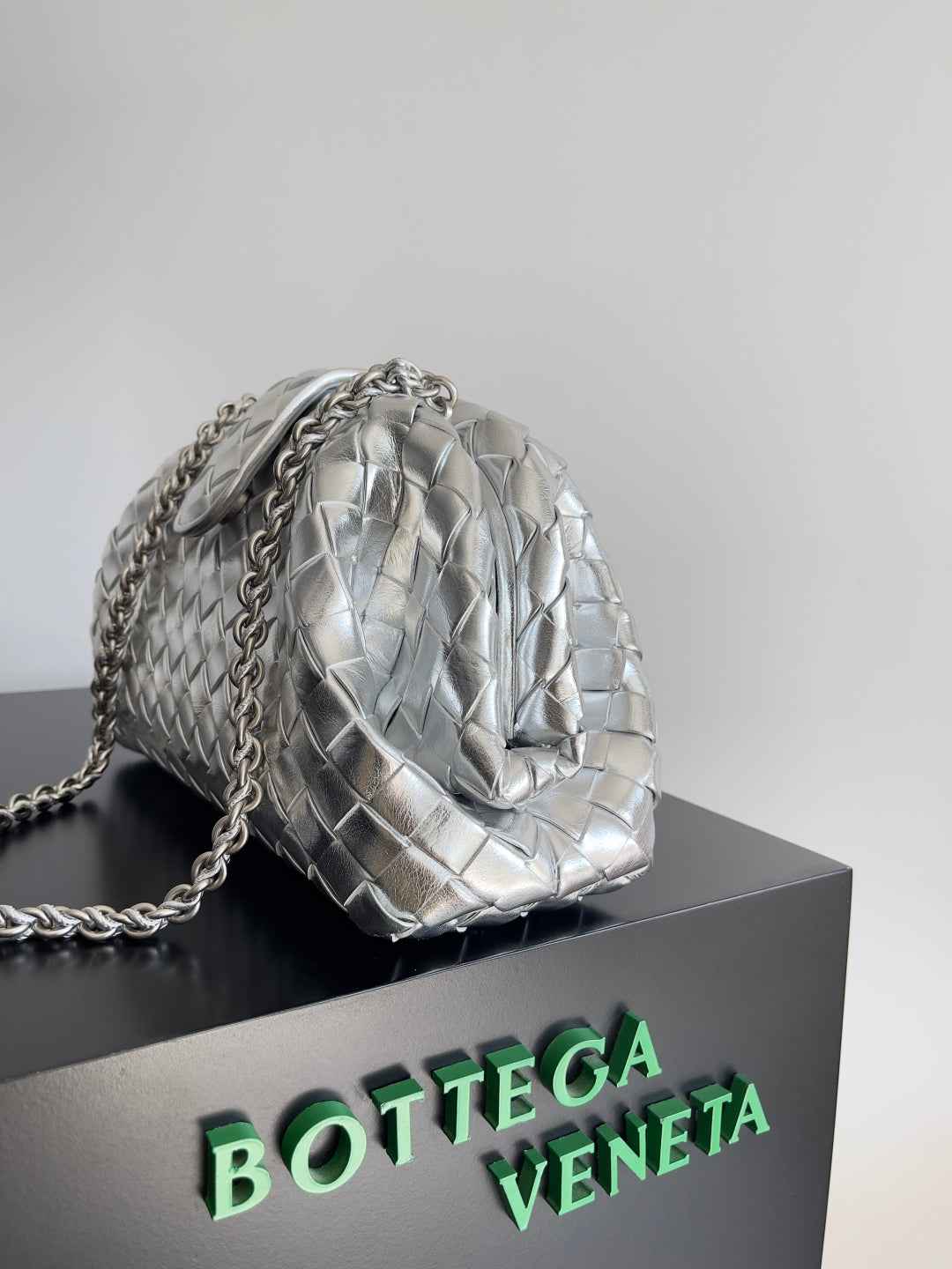 Bottega Veneta Teen Lauren 1980 With Chain 785807 Lambskin Silver