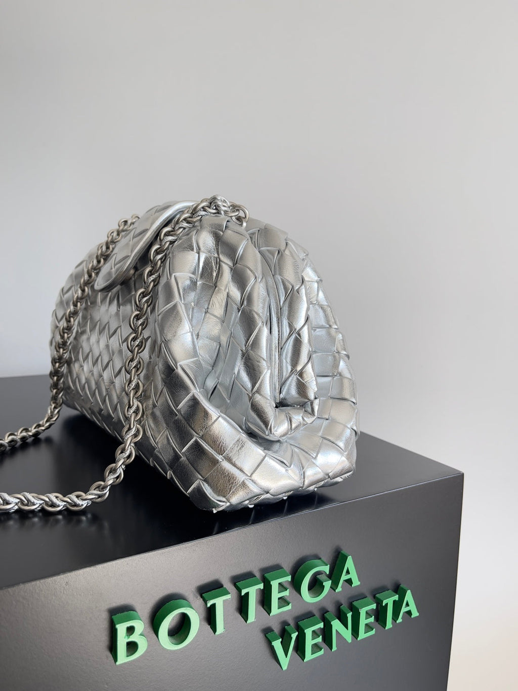 Bottega Veneta Teen Lauren 1980 With Chain 785807 Lambskin Silver