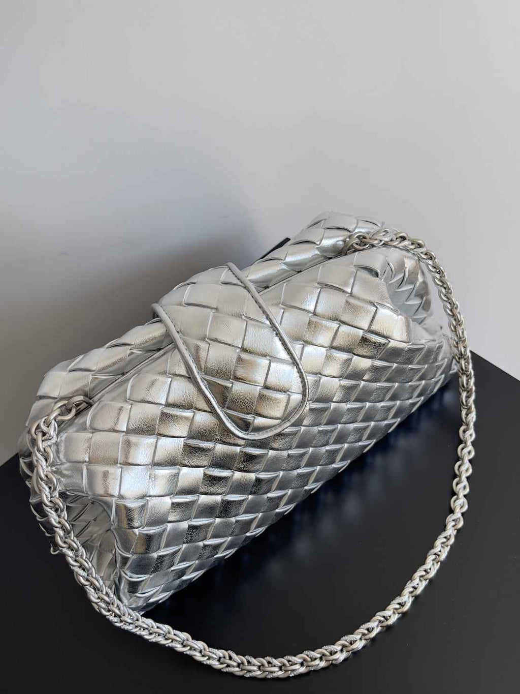 Bottega Veneta Teen Lauren 1980 With Chain 785807 Lambskin Silver