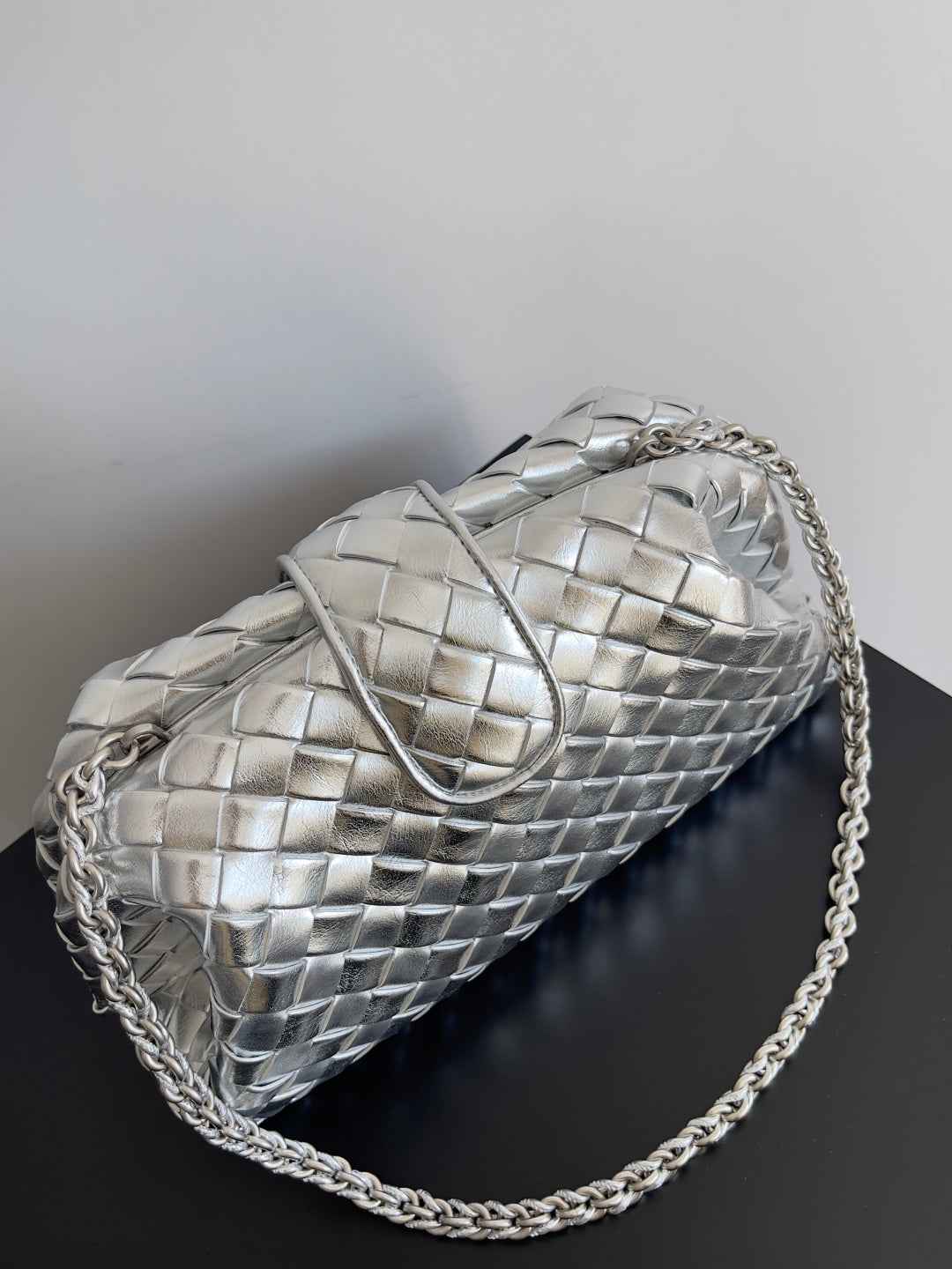 Bottega Veneta Teen Lauren 1980 With Chain 785807 Lambskin Silver
