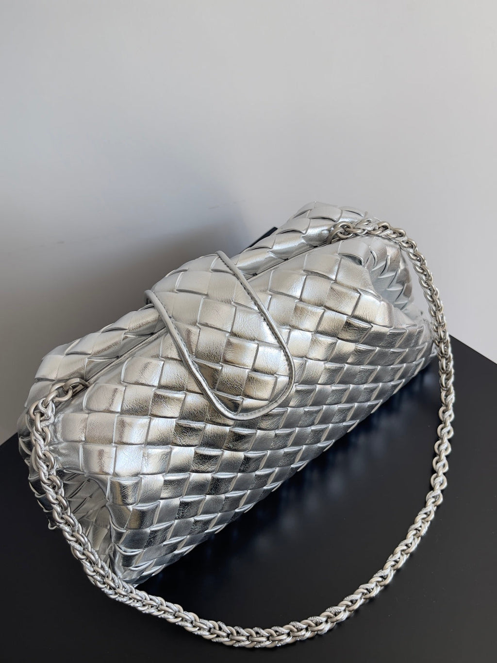 Bottega Veneta Teen Lauren 1980 With Chain 785807 Lambskin Silver
