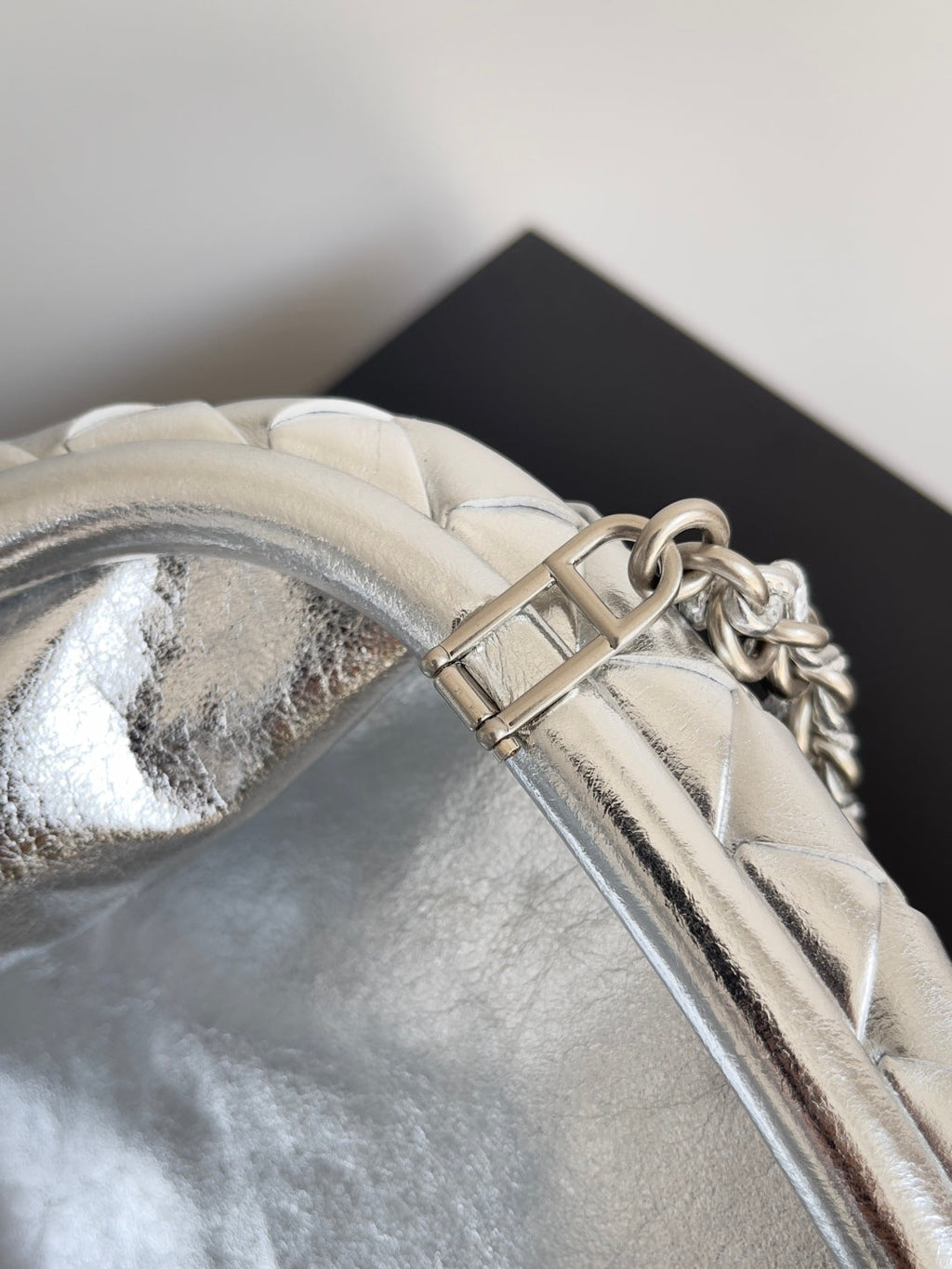Bottega Veneta Teen Lauren 1980 With Chain 785807 Lambskin Silver