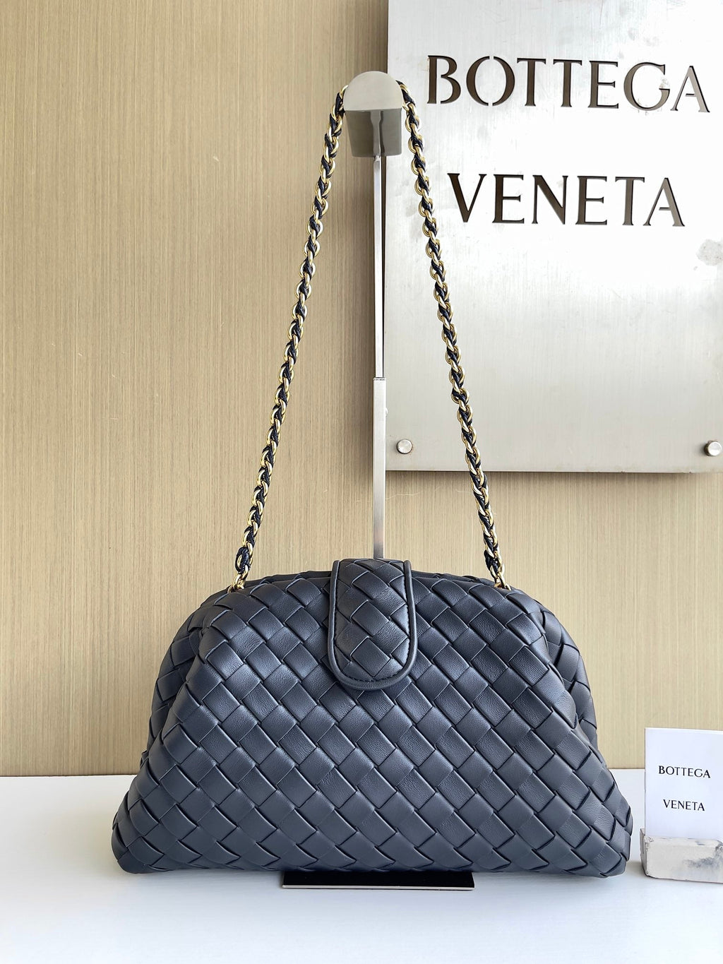 Bottega Veneta Teen Lauren 1980 With Chain 785807 Lambskin Navy Blue
