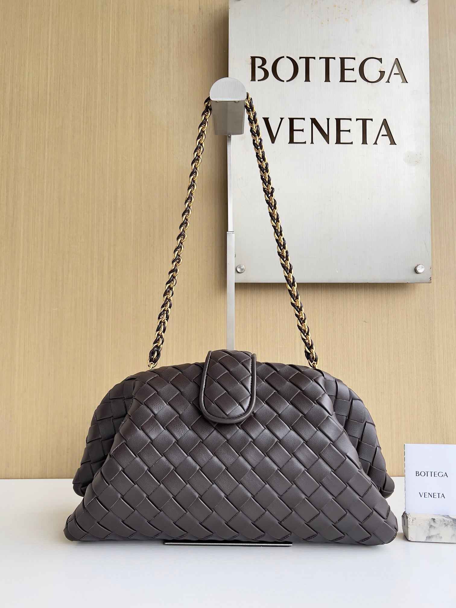 Bottega Veneta Teen Lauren 1980 With Chain 785807 Lambskin Coffee