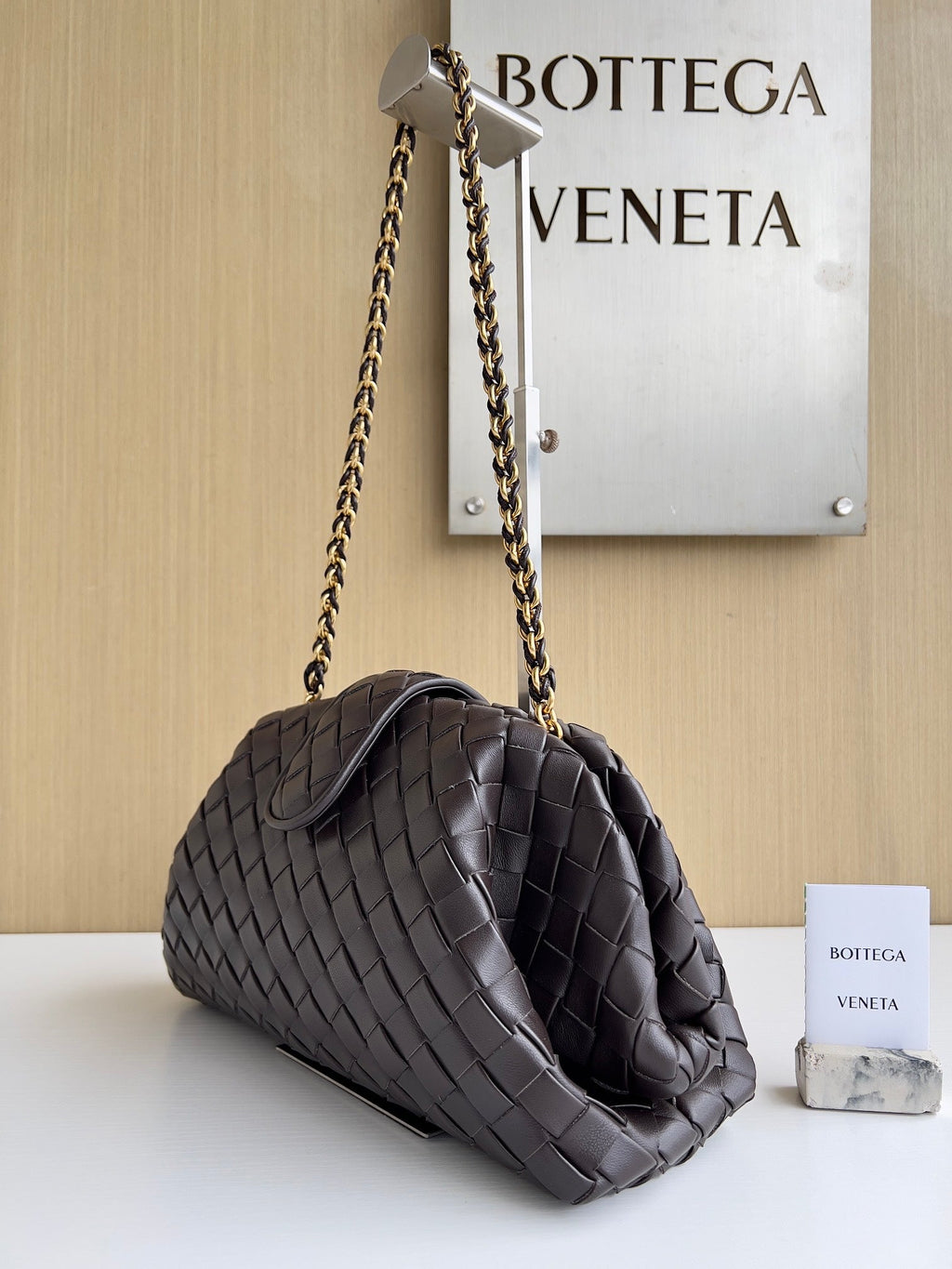 Bottega Veneta Teen Lauren 1980 With Chain 785807 Lambskin Coffee
