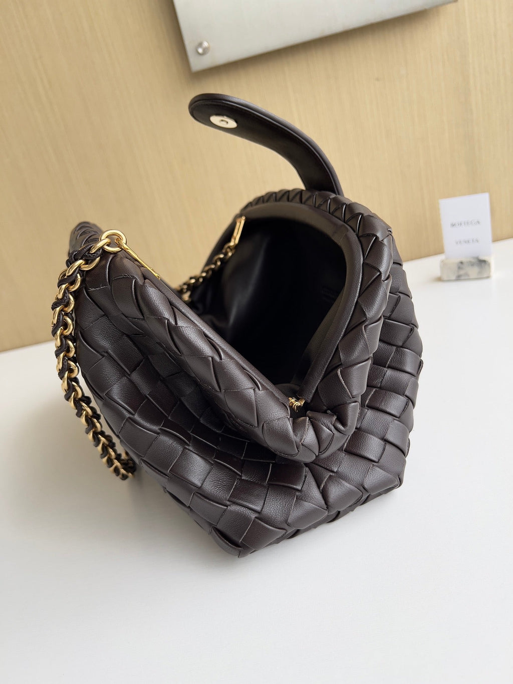 Bottega Veneta Teen Lauren 1980 With Chain 785807 Lambskin Coffee