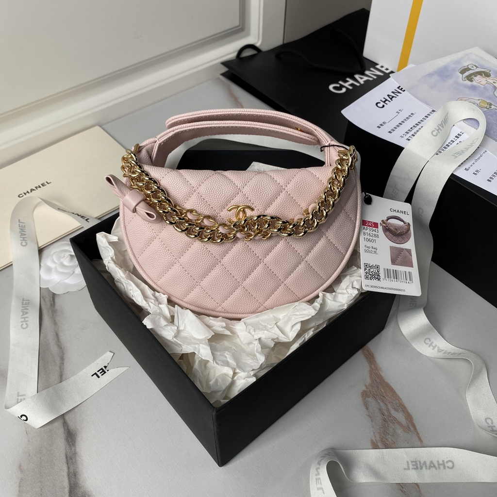 Chanel pouch grained shiny calfskin & gold-tone metal,  AP3943 pink