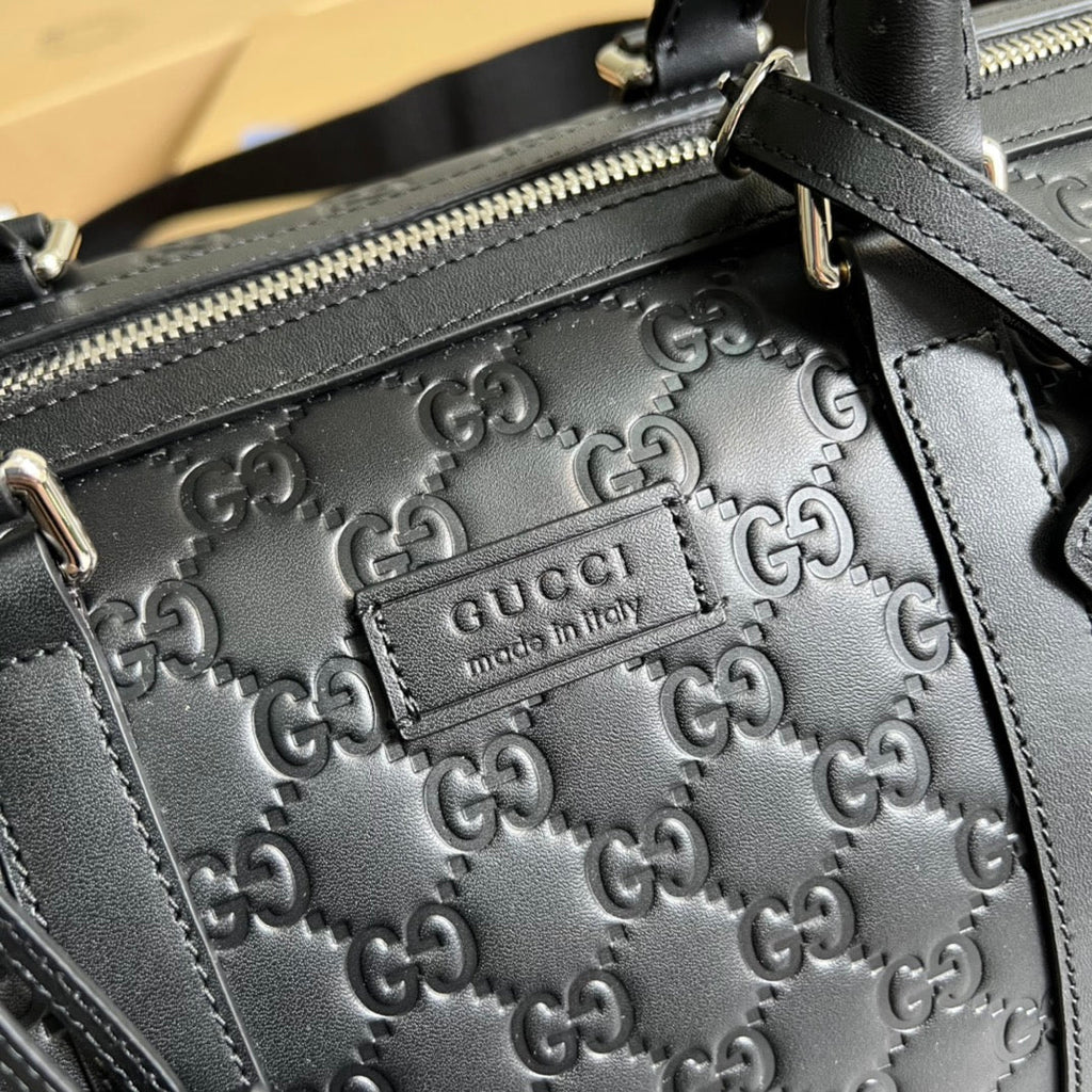 Gucci 406380 Tian GG Supreme duffle Black Leather