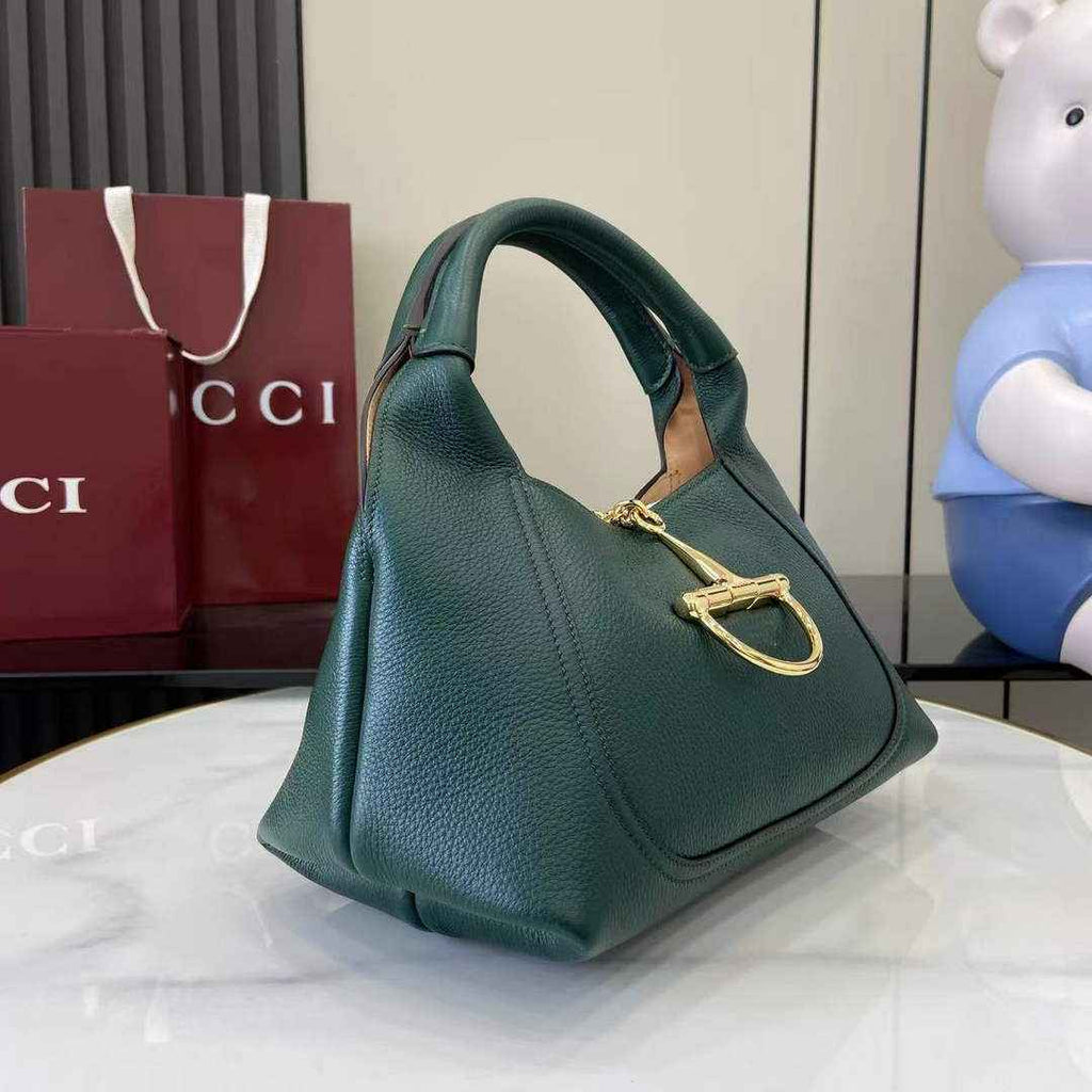 Gucci Softbit medium top handle bag, 837467 in blue green leather