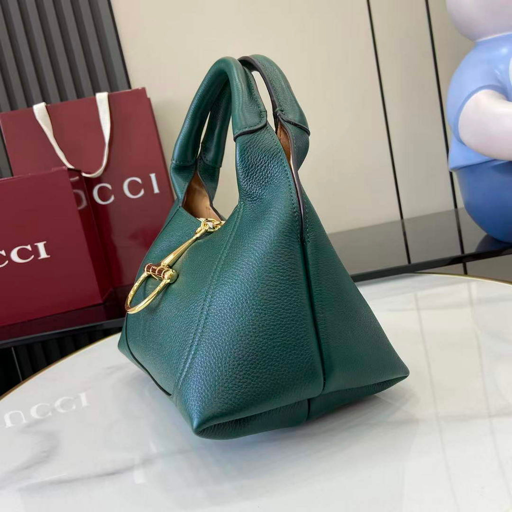 Gucci Softbit medium top handle bag, 837467 in blue green leather