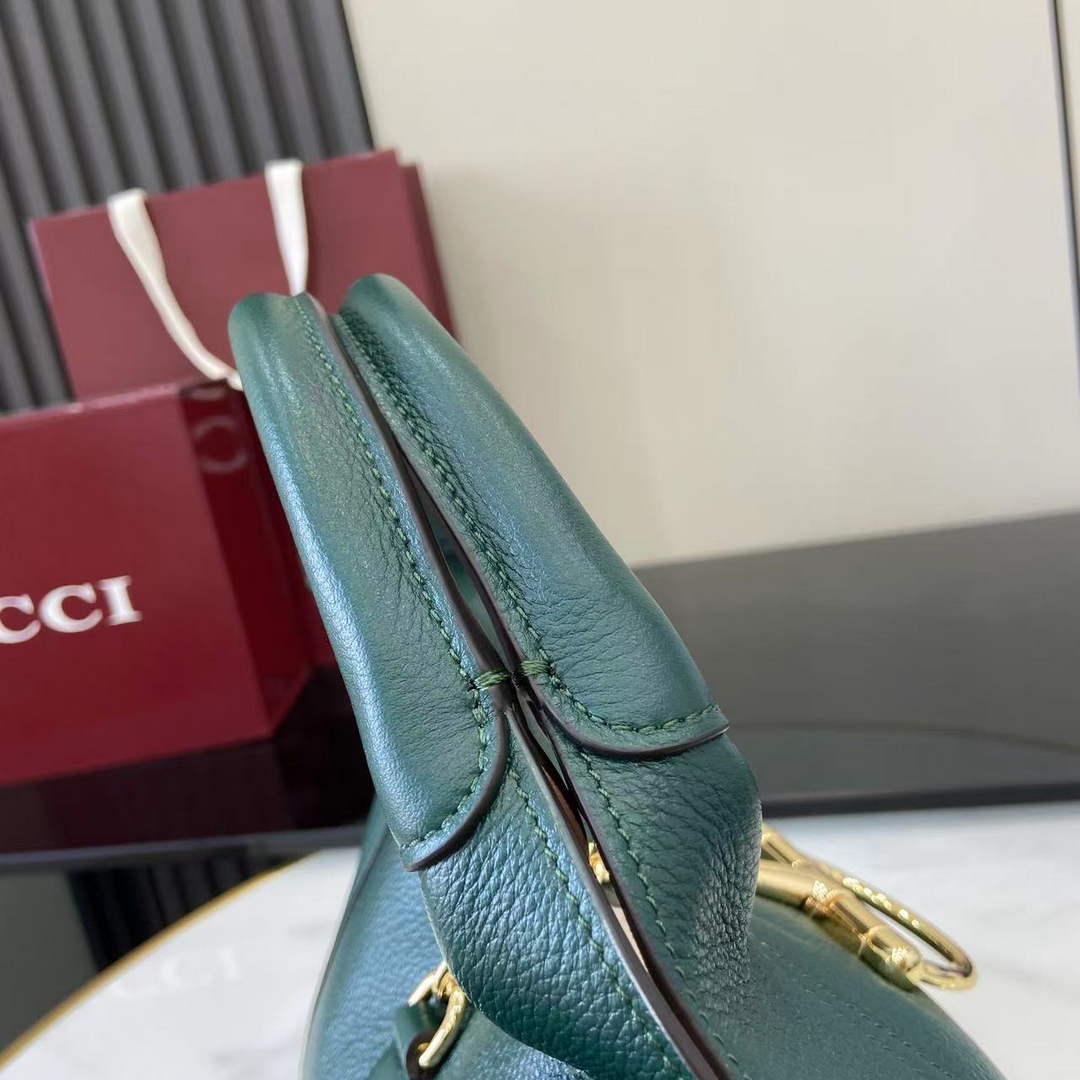Gucci Softbit medium top handle bag, 837467 in blue green leather