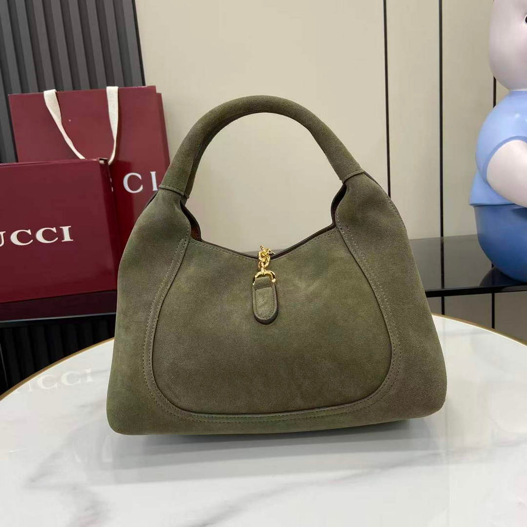 Gucci Softbit medium top handle bag, 837467 in green suede