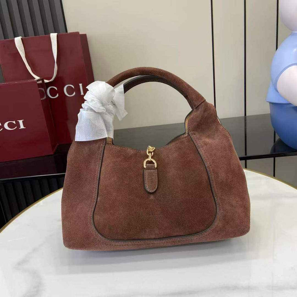 Gucci Softbit medium top handle bag, 837467 in dark brown suede