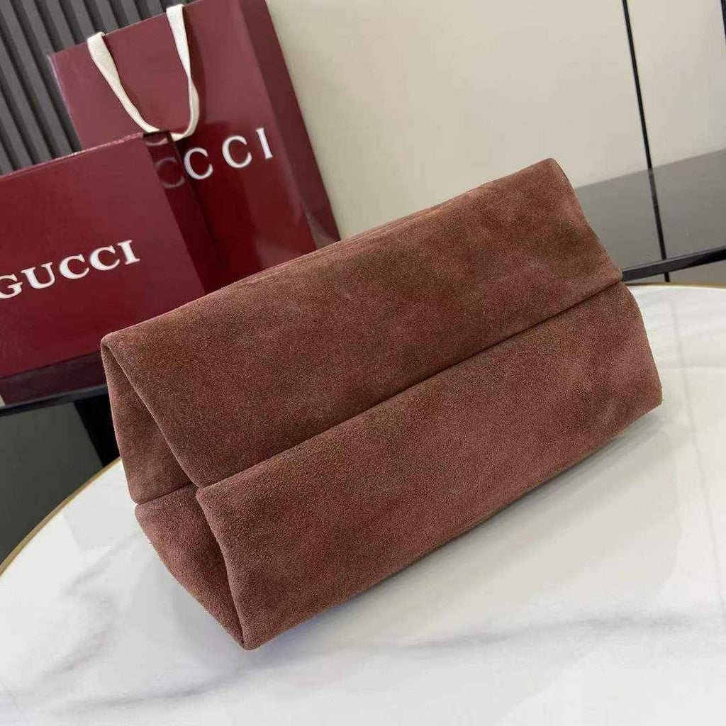 Gucci Softbit medium top handle bag, 837467 in dark brown suede