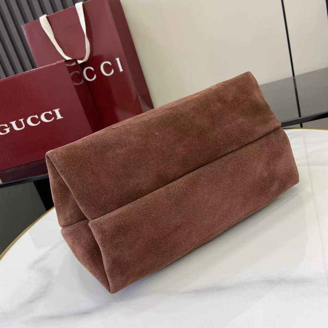 Gucci Softbit medium top handle bag, 837467 in dark brown suede