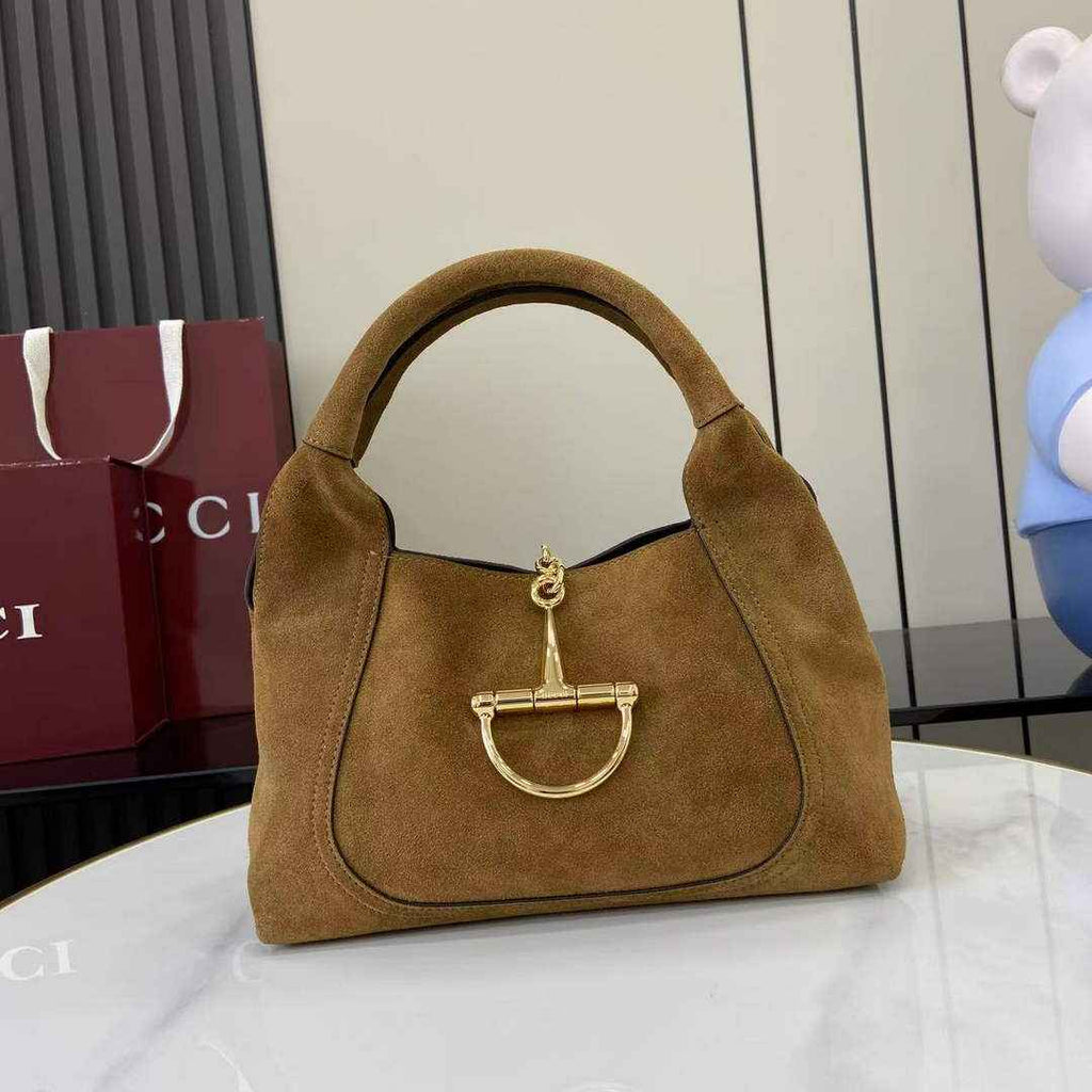 Gucci Softbit medium top handle bag, 837467 in brown suede