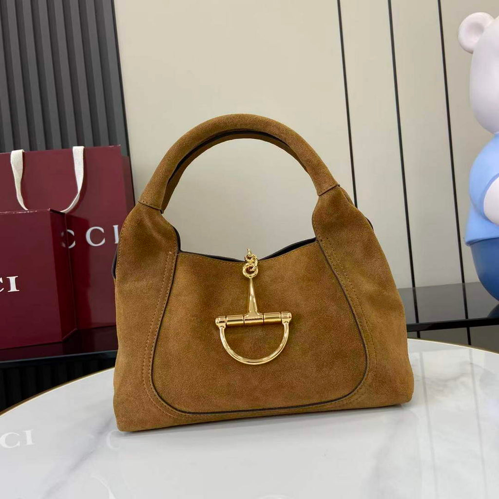 Gucci Softbit medium top handle bag, 837467 in brown suede