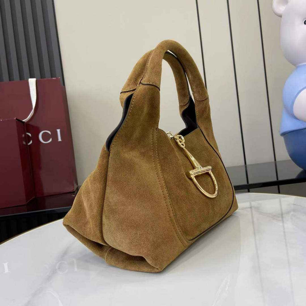 Gucci Softbit medium top handle bag, 837467 in brown suede