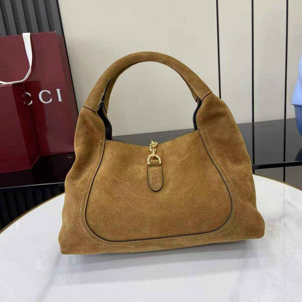 Gucci Softbit medium top handle bag, 837467 in brown suede