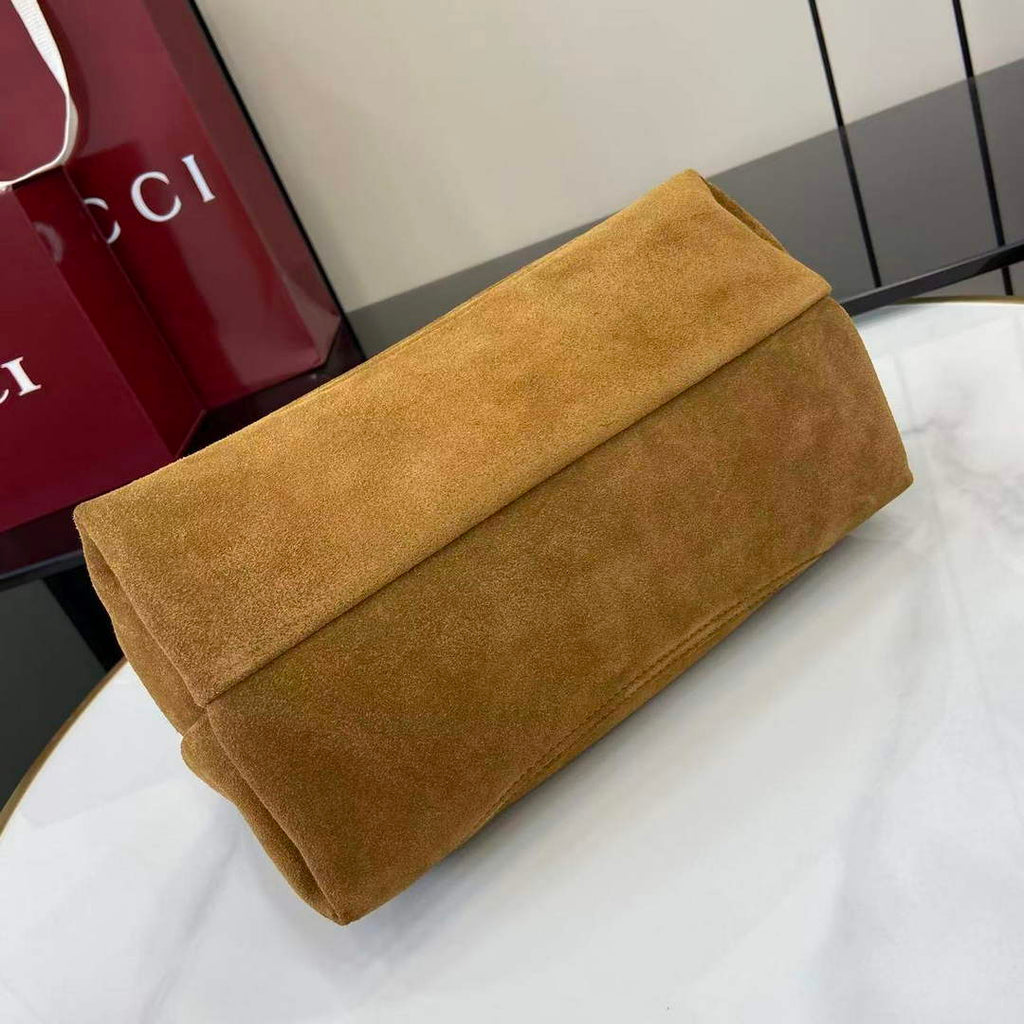 Gucci Softbit medium top handle bag, 837467 in brown suede