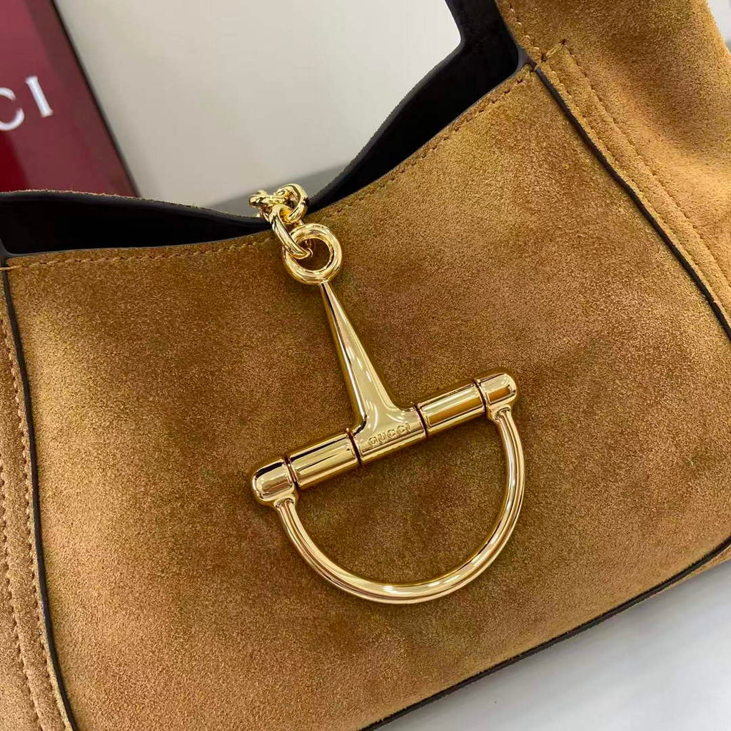 Gucci Softbit medium top handle bag, 837467 in brown suede
