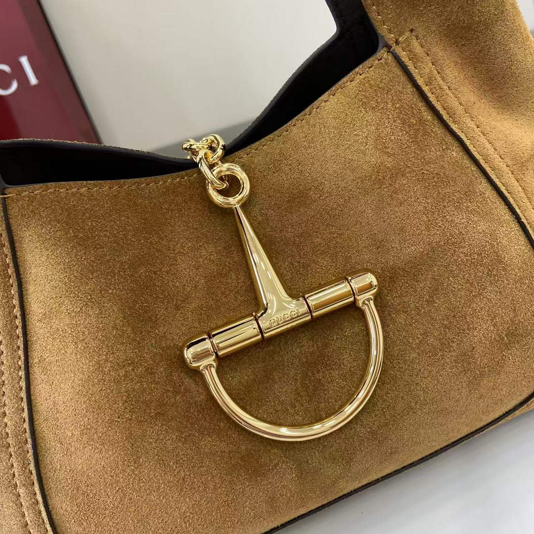Gucci Softbit medium top handle bag, 837467 in brown suede
