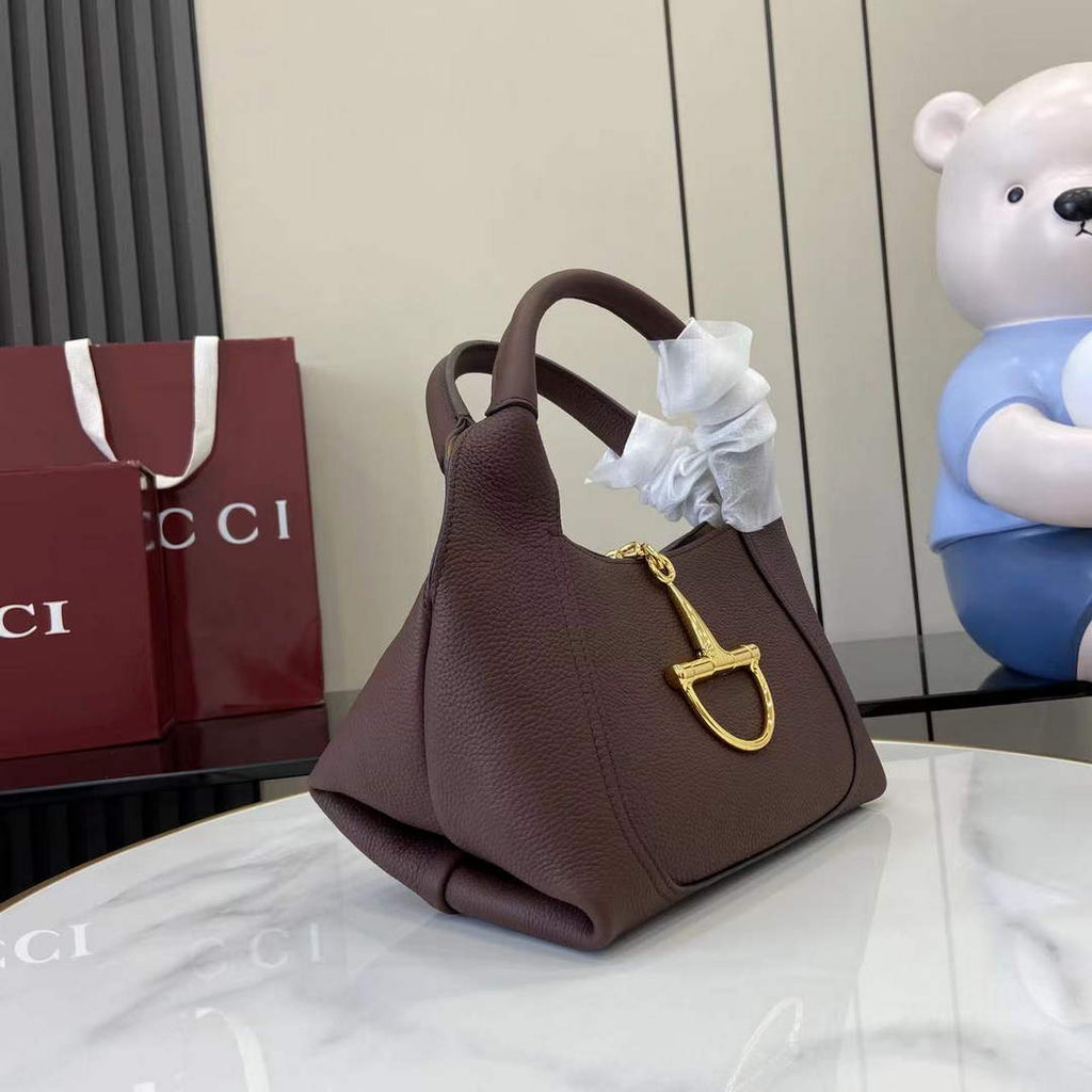 Gucci Softbit medium top handle bag, 837467 in dark brown leather