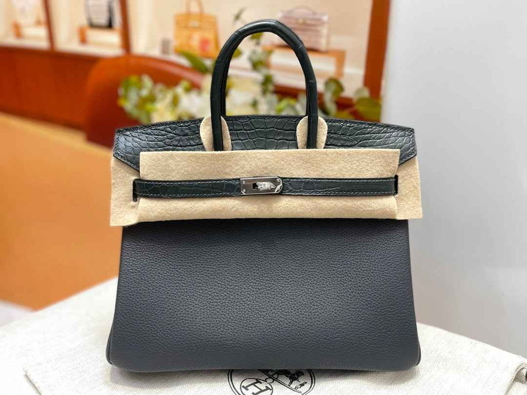 Hermès Birkin Bag Dark Gray Crocodile Togo Gold Hardware H8630