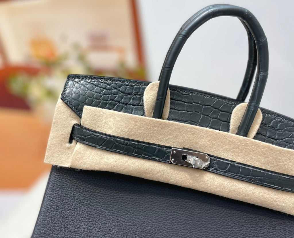 Hermès Birkin Bag Dark Gray Crocodile Togo Gold Hardware H8630