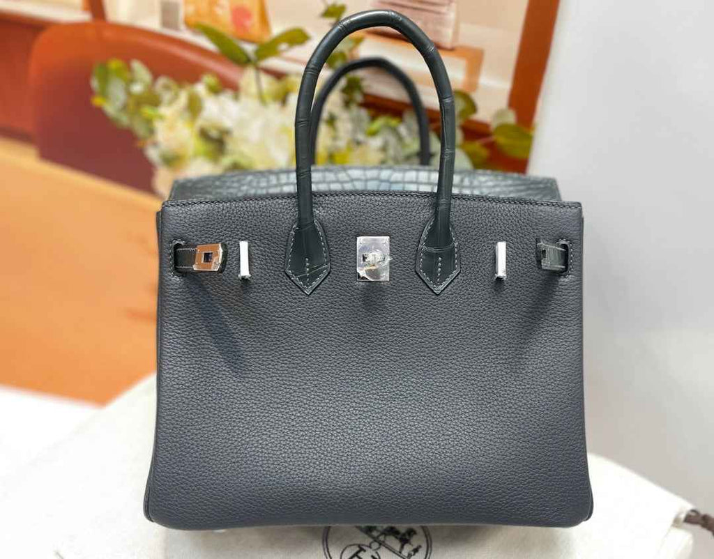 Hermès Birkin Bag Dark Gray Crocodile Togo Gold Hardware H8630