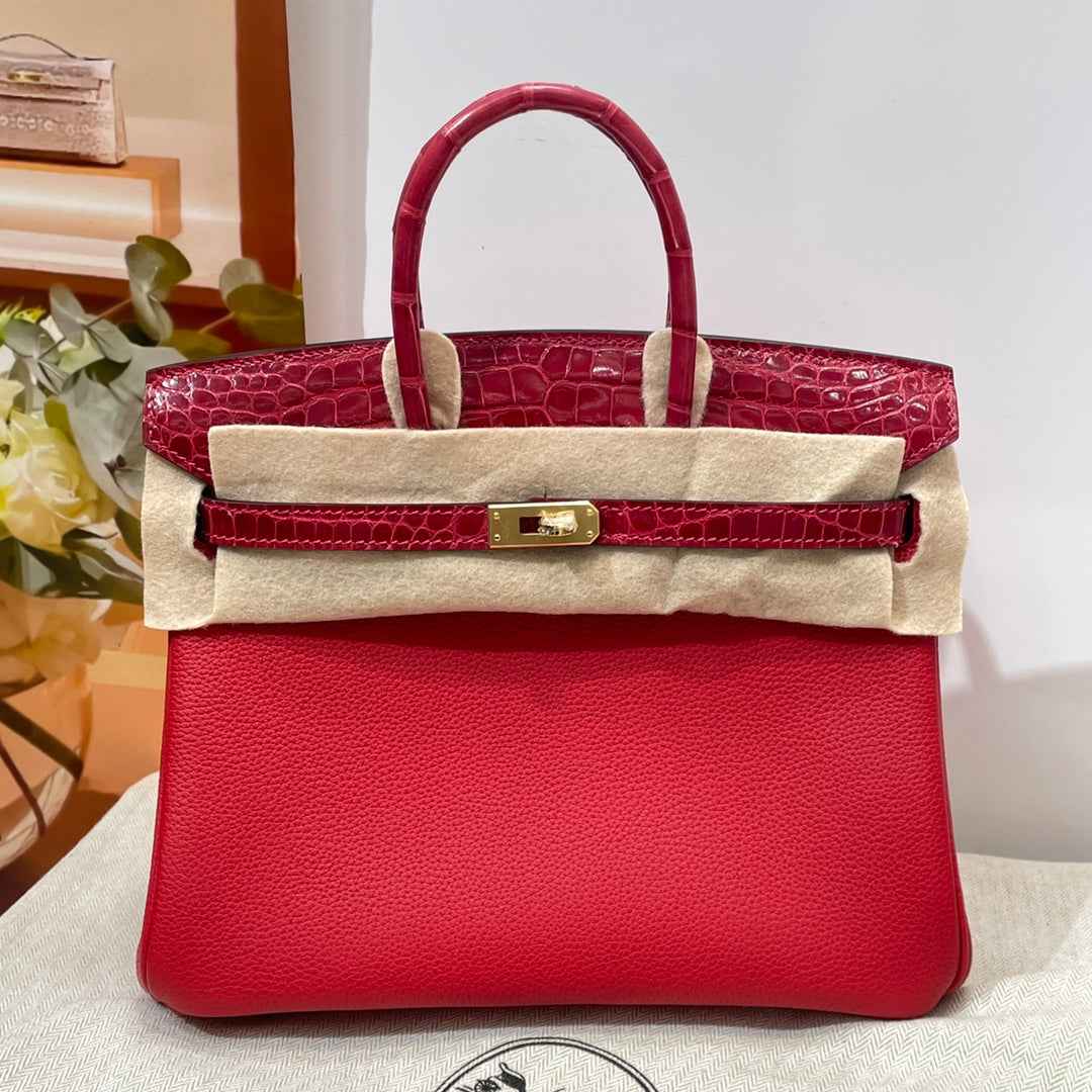 Hermès Birkin Bag Red Crocodile Togo Gold Hardware H8631