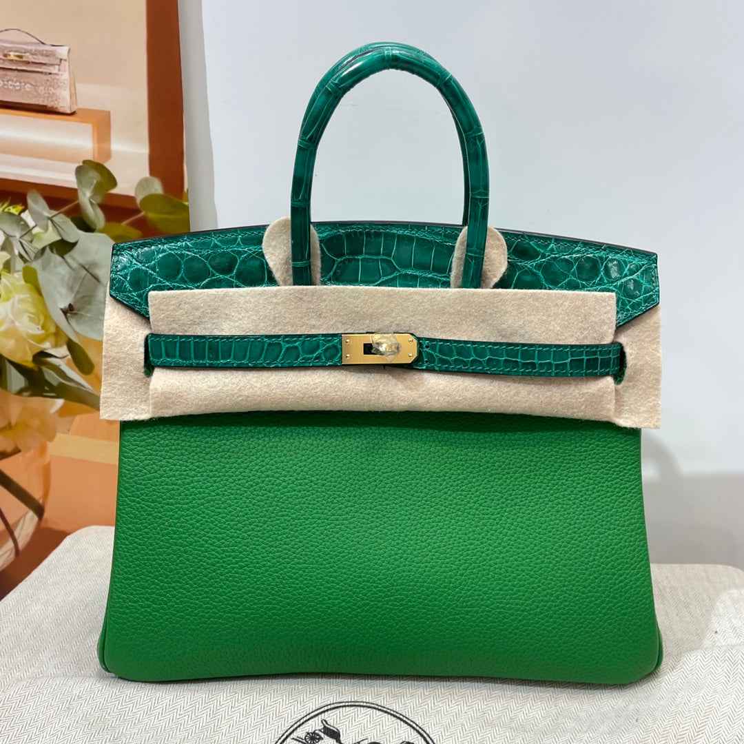 Hermès Birkin Bag Green Crocodile Togo Gold Hardware H8633