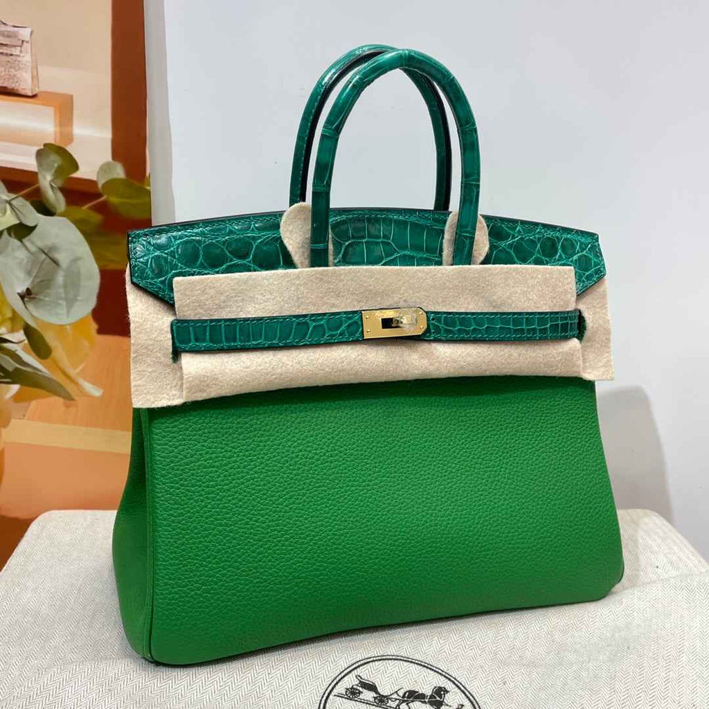 Hermès Birkin Bag Green Crocodile Togo Gold Hardware H8633