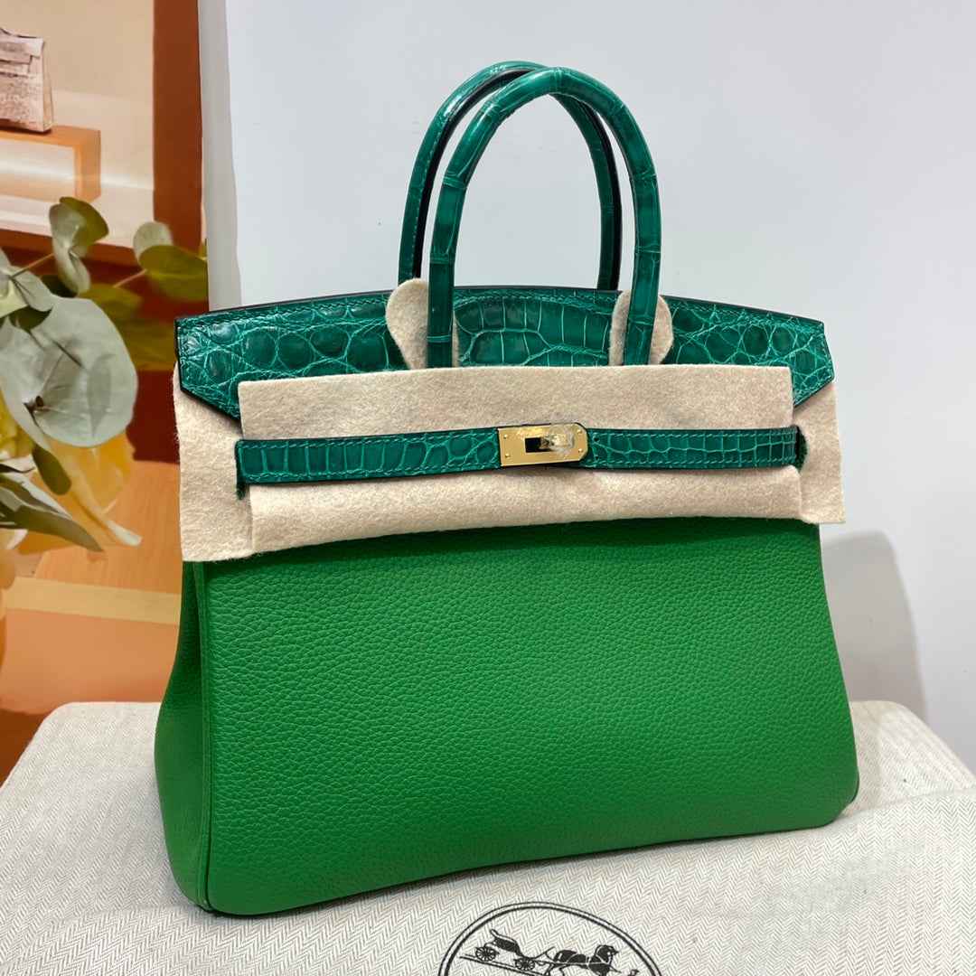 Hermès Birkin Bag Green Crocodile Togo Gold Hardware H8633