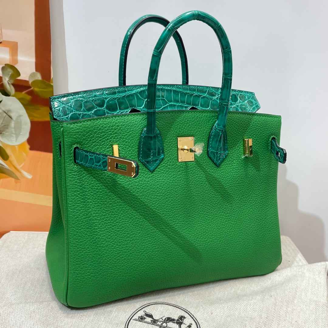 Hermès Birkin Bag Green Crocodile Togo Gold Hardware H8633