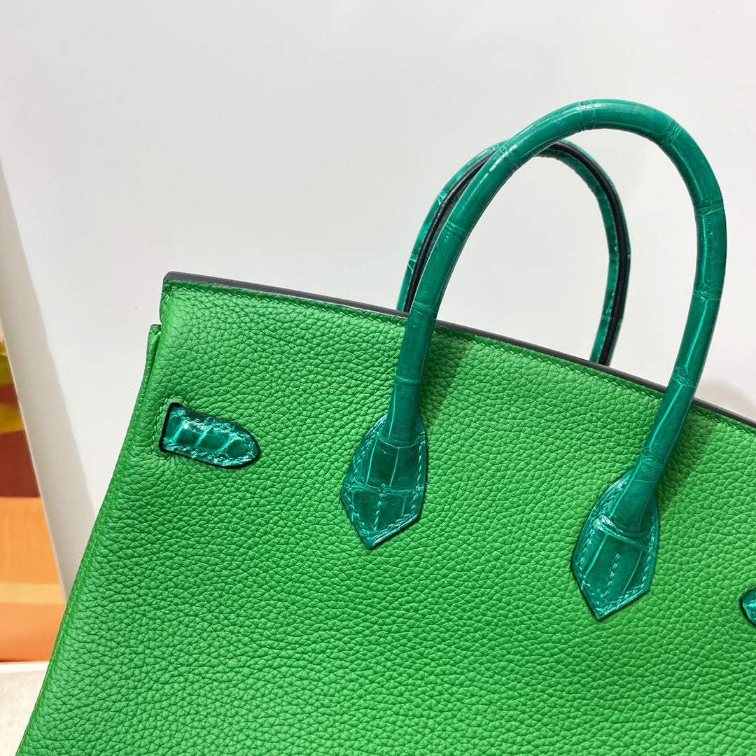Hermès Birkin Bag Green Crocodile Togo Gold Hardware H8633