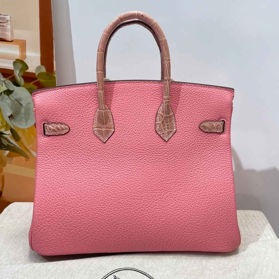 Hermès Birkin Bag Pink Crocodile Togo Gold Hardware H8634