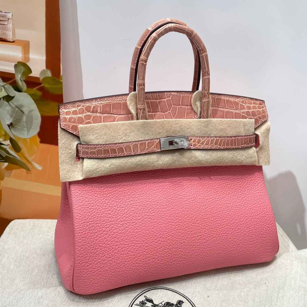 Hermès Birkin Bag Pink Crocodile Togo Gold Hardware H8634