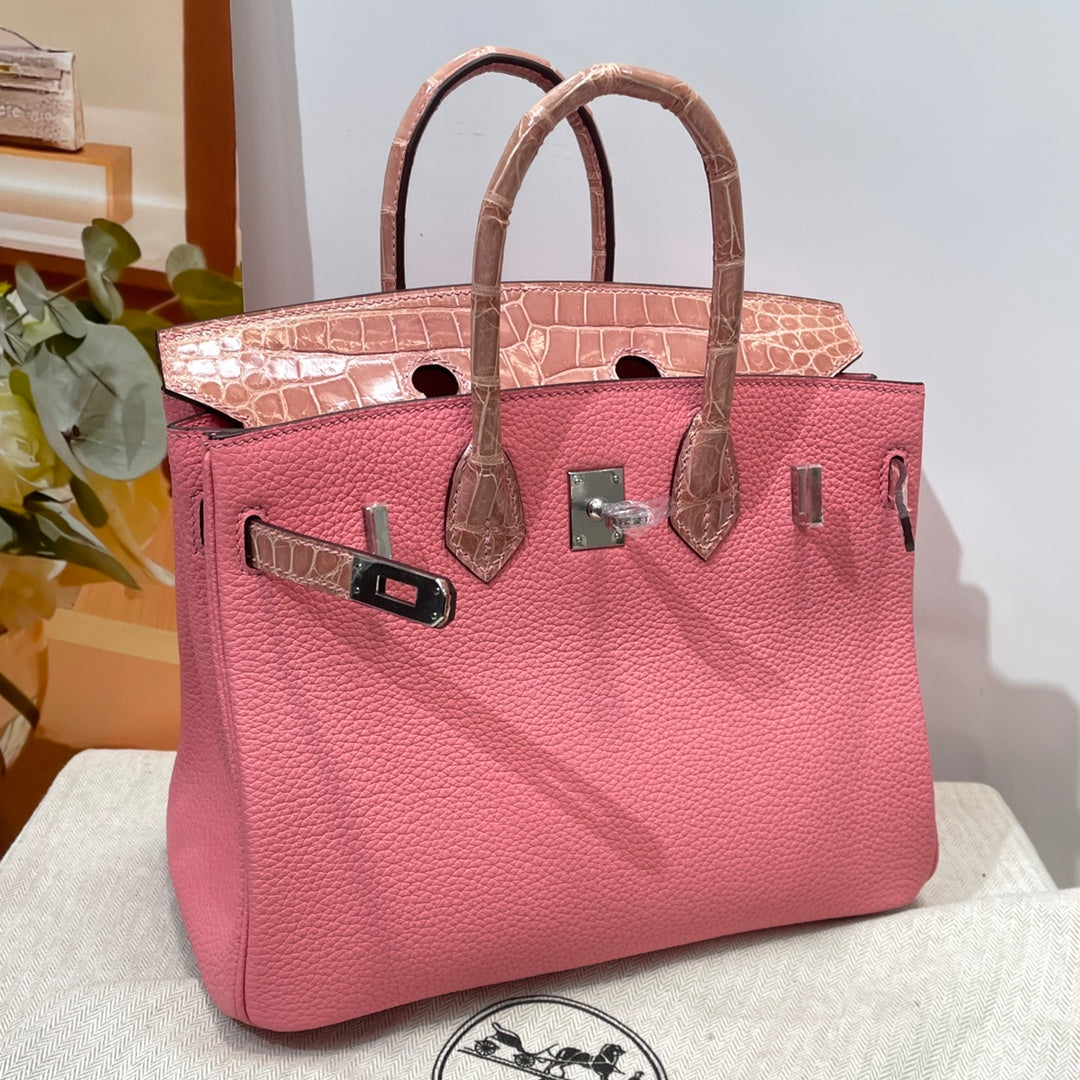 Hermès Birkin Bag Pink Crocodile Togo Gold Hardware H8634