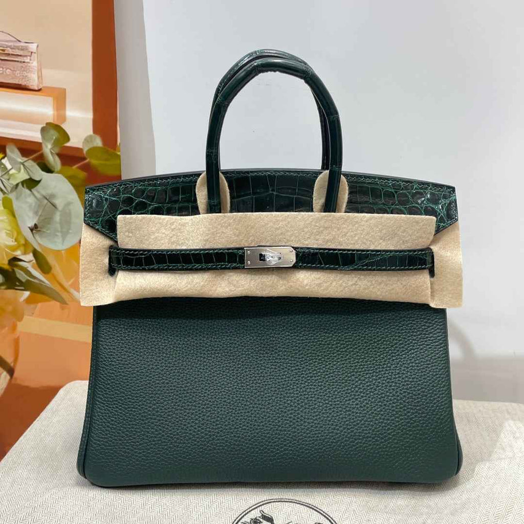 Hermès Birkin Bag Dark Green Crocodile Togo Gold Hardware H8632
