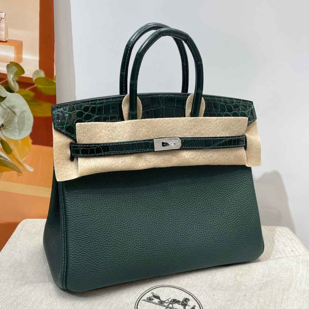 Hermès Birkin Bag Dark Green Crocodile Togo Gold Hardware H8632