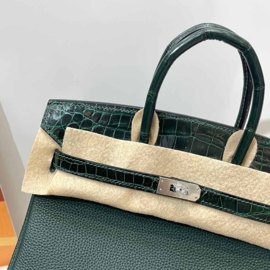 Hermès Birkin Bag Dark Green Crocodile Togo Gold Hardware H8632