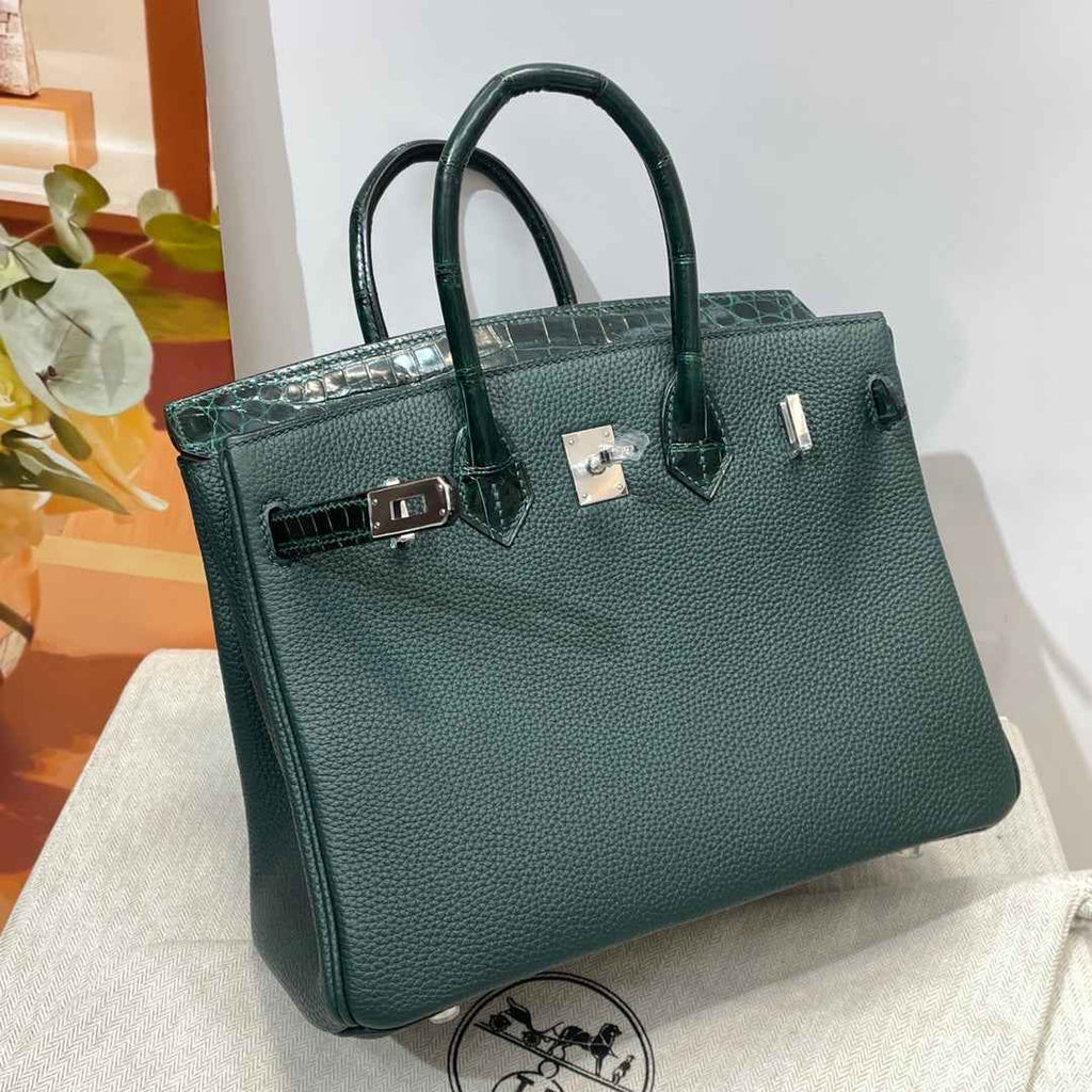 Hermès Birkin Bag Dark Green Crocodile Togo Gold Hardware H8632