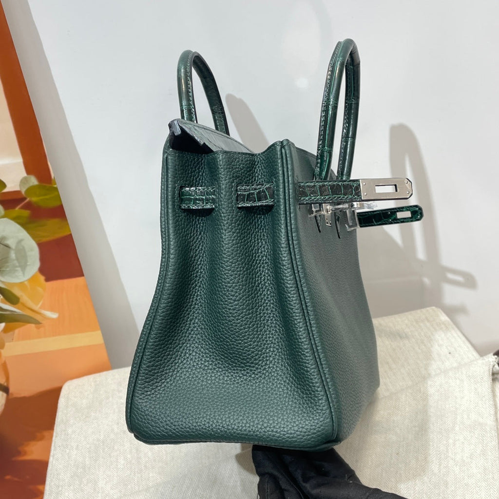 Hermès Birkin Bag Dark Green Crocodile Togo Gold Hardware H8632