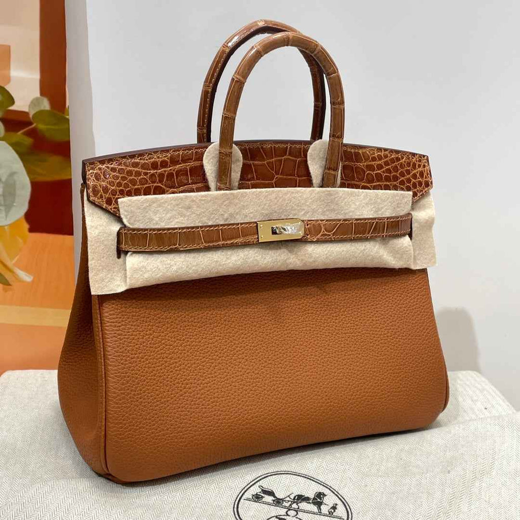 Hermès Birkin Bag Tan Crocodile Togo Gold Hardware H8635